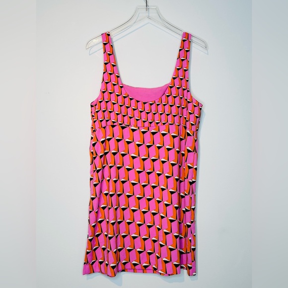 Diane Von Furstenberg Target Modern Geo Pink Print Shift Mini Dress Size 16 - Picture 4 of 12